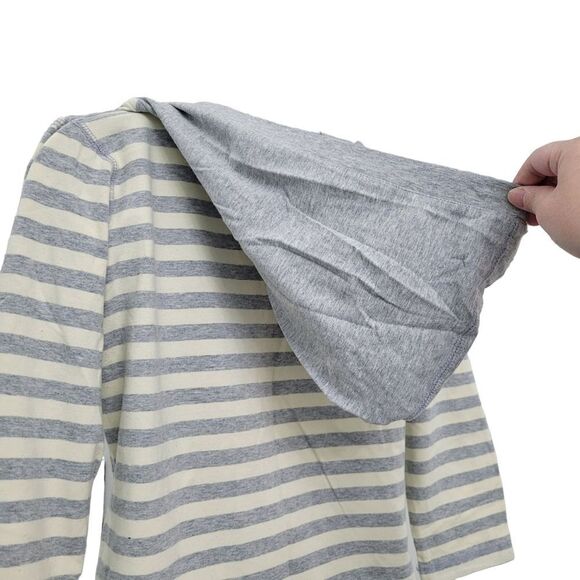 2/$20 Y2K Grey With Cream Colour Strips Top With Hoodie Size: Small - Picture 6 of 6